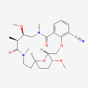 molecular formula C25H35N3O6 B10754490 (1R,13R,14S,19S,22R)-13,22-dimethoxy-11,14,16-trimethyl-10,15-dioxo-3,23-dioxa-11,16-diazatricyclo[17.3.1.04,9]tricosa-4,6,8-triene-5-carbonitrile 