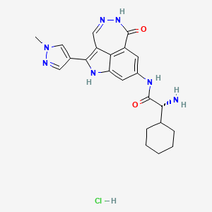 (2R)-2-amino-2-cyclohexyl-N-[2-(1-methyl-1H-pyrazol-4-yl)-9-oxo-3,10,11-triazatricyclo[6.4.1.0,4,13]trideca-1,4(13),5,7,11-pentaen-6-yl]acetamide hydrochloride