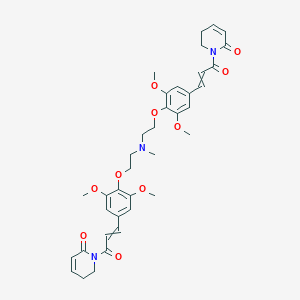 1-[3-[4-[2-[2-[2,6-Dimethoxy-4-[3-oxo-3-(6-oxo-2,3-dihydropyridin-1-yl)prop-1-enyl]phenoxy]ethyl-methylamino]ethoxy]-3,5-dimethoxyphenyl]prop-2-enoyl]-2,3-dihydropyridin-6-one