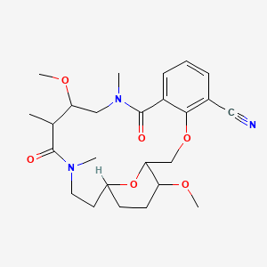 13,22-Dimethoxy-11,14,16-trimethyl-10,15-dioxo-3,23-dioxa-11,16-diazatricyclo[17.3.1.04,9]tricosa-4,6,8-triene-5-carbonitrile