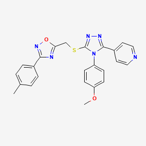 molecular formula C24H20N6O2S B10754521 4-[4-(4-methoxyphenyl)-5-({[3-(4-methylphenyl)-1,2,4-oxadiazol-5-yl]methyl}sulfanyl)-4H-1,2,4-triazol-3-yl]pyridine 