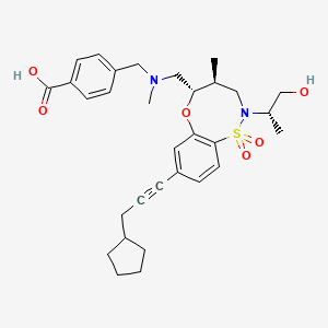 4-[[[(4S,5S)-8-(3-cyclopentylprop-1-ynyl)-2-[(2S)-1-hydroxypropan-2-yl]-4-methyl-1,1-dioxo-4,5-dihydro-3H-6,1lambda6,2-benzoxathiazocin-5-yl]methyl-methylamino]methyl]benzoic acid