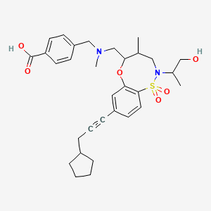 4-[[[8-(3-cyclopentylprop-1-ynyl)-2-(1-hydroxypropan-2-yl)-4-methyl-1,1-dioxo-4,5-dihydro-3H-6,1lambda6,2-benzoxathiazocin-5-yl]methyl-methylamino]methyl]benzoic acid