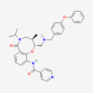 molecular formula C35H38N4O4 B10754592 N-[(2R,3R)-3-methyl-2-[[methyl-[(4-phenoxyphenyl)methyl]amino]methyl]-6-oxo-5-propan-2-yl-3,4-dihydro-2H-1,5-benzoxazocin-10-yl]pyridine-4-carboxamide 