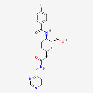 4-fluoro-N-[(2R,3R,6R)-2-(hydroxymethyl)-6-[2-oxo-2-(4-pyrimidinylmethylamino)ethyl]-3-oxanyl]benzamide