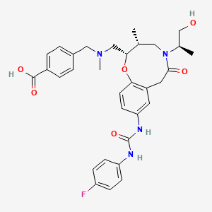 4-[[[(2S,3R)-9-[[(4-fluoroanilino)-oxomethyl]amino]-5-[(2R)-1-hydroxypropan-2-yl]-3-methyl-6-oxo-2,3,4,7-tetrahydro-1,5-benzoxazonin-2-yl]methyl-methylamino]methyl]benzoic acid