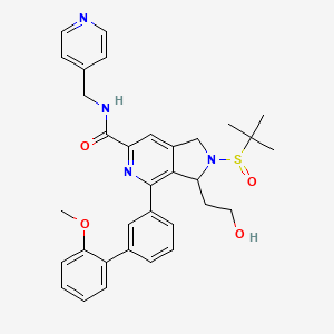 molecular formula C33H36N4O4S B10754631 2-tert-butylsulfinyl-3-(2-hydroxyethyl)-4-[3-(2-methoxyphenyl)phenyl]-N-(pyridin-4-ylmethyl)-1,3-dihydropyrrolo[3,4-c]pyridine-6-carboxamide 