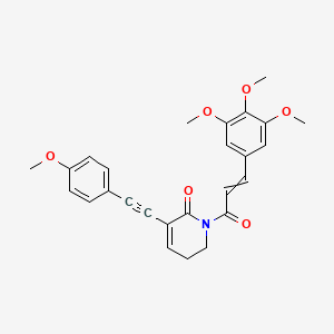 molecular formula C26H25NO6 B10754646 5-[2-(4-Methoxyphenyl)ethynyl]-1-[3-(3,4,5-trimethoxyphenyl)prop-2-enoyl]-2,3-dihydropyridin-6-one 