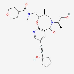 N-[[(2S,3S)-8-[2-(1-hydroxycyclopentyl)ethynyl]-5-[(2S)-1-hydroxypropan-2-yl]-3-methyl-6-oxo-3,4-dihydro-2H-pyrido[2,3-b][1,5]oxazocin-2-yl]methyl]-N-methyl-4-oxanecarboxamide