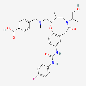 4-[[[9-[(4-Fluorophenyl)carbamoylamino]-5-(1-hydroxypropan-2-yl)-3-methyl-6-oxo-2,3,4,7-tetrahydro-1,5-benzoxazonin-2-yl]methyl-methylamino]methyl]benzoic acid