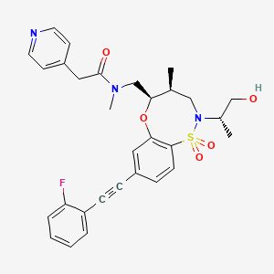 molecular formula C30H32FN3O5S B10754687 N-[[(4S,5R)-8-[2-(2-fluorophenyl)ethynyl]-2-[(2S)-1-hydroxypropan-2-yl]-4-methyl-1,1-dioxo-4,5-dihydro-3H-6,1$l^{6},2-benzoxathiazocin-5-yl]methyl]-N-methyl-2-pyridin-4-ylacetamide 