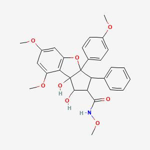 molecular formula C28H29NO8 B10754688 1,8b-dihydroxy-N,6,8-trimethoxy-3a-(4-methoxyphenyl)-3-phenyl-2,3-dihydro-1H-cyclopenta[b][1]benzofuran-2-carboxamide 