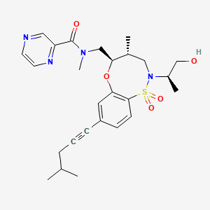 N-[[(4R,5R)-2-[(2R)-1-hydroxypropan-2-yl]-4-methyl-8-(4-methylpent-1-ynyl)-1,1-dioxo-4,5-dihydro-3H-6,1$l^{6},2-benzoxathiazocin-5-yl]methyl]-N-methyl-2-pyrazinecarboxamide