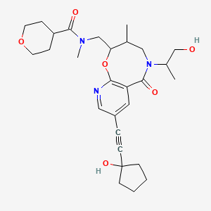 N-[[8-[2-(1-hydroxycyclopentyl)ethynyl]-5-(1-hydroxypropan-2-yl)-3-methyl-6-oxo-3,4-dihydro-2H-pyrido[2,3-b][1,5]oxazocin-2-yl]methyl]-N-methyloxane-4-carboxamide