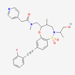 molecular formula C30H32FN3O5S B10754719 N-[[8-[2-(2-fluorophenyl)ethynyl]-2-(1-hydroxypropan-2-yl)-4-methyl-1,1-dioxo-4,5-dihydro-3H-6,1lambda6,2-benzoxathiazocin-5-yl]methyl]-N-methyl-2-pyridin-4-ylacetamide 