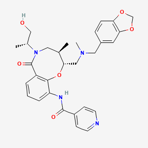 N-[(2R,3R)-2-[[1,3-benzodioxol-5-ylmethyl(methyl)amino]methyl]-5-[(2R)-1-hydroxypropan-2-yl]-3-methyl-6-oxo-3,4-dihydro-2H-1,5-benzoxazocin-10-yl]pyridine-4-carboxamide