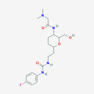 2-(dimethylamino)-N-[6-[2-[(4-fluorophenyl)carbamoylamino]ethyl]-2-(hydroxymethyl)oxan-3-yl]acetamide