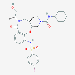 3-cyclohexyl-1-[[(2R,3S)-10-[(4-fluorophenyl)sulfonylamino]-5-[(2R)-1-hydroxypropan-2-yl]-3-methyl-6-oxo-3,4-dihydro-2H-1,5-benzoxazocin-2-yl]methyl]-1-methylurea