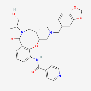 N-[2-[[1,3-benzodioxol-5-ylmethyl(methyl)amino]methyl]-5-(1-hydroxypropan-2-yl)-3-methyl-6-oxo-3,4-dihydro-2H-1,5-benzoxazocin-10-yl]pyridine-4-carboxamide