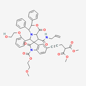 dimethyl 2-[3-[6-[2-(2-hydroxyethoxy)phenyl]-1'-(2-methoxyethoxycarbonyl)-1,2'-dioxo-3,4-diphenyl-8-(prop-2-enylcarbamoyl)spiro[4,6,8,8a-tetrahydro-3H-pyrrolo[2,1-c][1,4]oxazine-7,3'-indole]-5'-yl]prop-2-ynyl]propanedioate