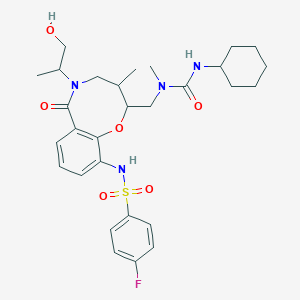 3-cyclohexyl-1-[[10-[(4-fluorophenyl)sulfonylamino]-5-(1-hydroxypropan-2-yl)-3-methyl-6-oxo-3,4-dihydro-2H-1,5-benzoxazocin-2-yl]methyl]-1-methylurea