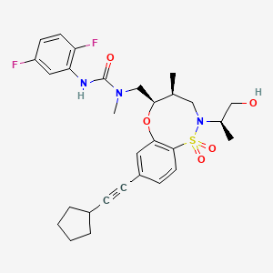 1-[[(4S,5R)-8-(2-cyclopentylethynyl)-2-[(2R)-1-hydroxypropan-2-yl]-4-methyl-1,1-dioxo-4,5-dihydro-3H-6,1$l^{6},2-benzoxathiazocin-5-yl]methyl]-3-(2,5-difluorophenyl)-1-methylurea