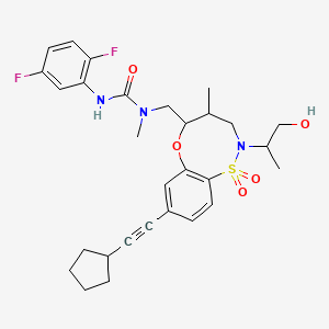 1-[[8-(2-cyclopentylethynyl)-2-(1-hydroxypropan-2-yl)-4-methyl-1,1-dioxo-4,5-dihydro-3H-6,1lambda6,2-benzoxathiazocin-5-yl]methyl]-3-(2,5-difluorophenyl)-1-methylurea