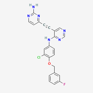 molecular formula C23H16ClFN6O B10754923 N-(4-(3-fluorobenzyloxy)-3-chlorophenyl)-5-(2-(2-aminopyrimidin-4-yl)ethynyl)pyrimidin-4-amine 