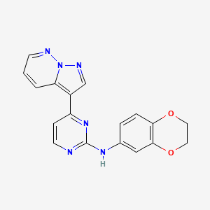 molecular formula C18H14N6O2 B10754930 Pyrazolo[1,5-b]pyridazine deriv. 27 