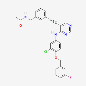 molecular formula C28H22ClFN4O2 B10754981 N-(3-(2-(4-(4-(3-fluorobenzyloxy)-3-chlorophenylamino)pyrimidin-5-yl)ethynyl)benzyl)acetamide 