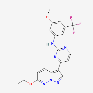 molecular formula C20H17F3N6O2 B10754986 Pyrazolo[1,5-b]pyridazine deriv. 48 