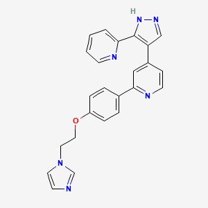 molecular formula C24H20N6O B10755009 2-(4-(2-(1H-imidazol-1-yl)ethoxy)phenyl)-4-(3-(pyridin-2-yl)-1H-pyrazol-4-yl)pyridine 