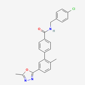 molecular formula C24H20ClN3O2 B10755016 N-[(4-chlorophenyl)methyl]-4-[2-methyl-5-(5-methyl-1,3,4-oxadiazol-2-yl)phenyl]benzamide 