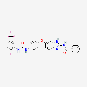 molecular formula C28H19F4N5O3 B10755019 Benzimidazole-urea, 47 