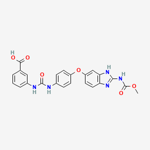 molecular formula C23H19N5O6 B10755023 3-({[4-({2-[(methoxycarbonyl)amino]-1H-1,3-benzodiazol-6-yl}oxy)phenyl]carbamoyl}amino)benzoic acid 