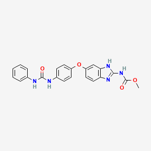 molecular formula C22H19N5O4 B10755036 methyl N-(6-{4-[(phenylcarbamoyl)amino]phenoxy}-1H-1,3-benzodiazol-2-yl)carbamate 