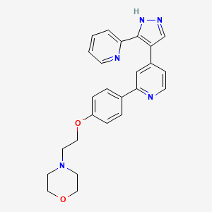 molecular formula C25H25N5O2 B10755056 4-{2-[(4-{4-[3-(pyridin-2-yl)-1H-pyrazol-4-yl]-pyridin-2-yl}-phenyl)oxy]ethyl}morpholine 