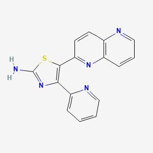 molecular formula C16H11N5S B10755083 5-(1,5-Naphthyridin-2-yl)-4-(pyridin-2-yl)thiazol-2-amine 