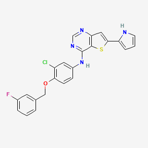 molecular formula C23H16ClFN4OS B10755122 N-(3-chloro-4-(3-fluorobenzyloxy)phenyl)-6-(1H-pyrrol-2-yl)thieno[3,2-d]pyrimidin-4-amine 