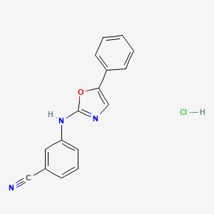 molecular formula C16H12ClN3O B10755137 3-[(5-Phenyl-1,3-oxazol-2-yl)amino]benzonitrile;hydrochloride 