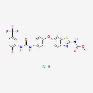 methyl N-[6-[4-[[2-fluoro-5-(trifluoromethyl)phenyl]carbamoylamino]phenoxy]-1,3-benzothiazol-2-yl]carbamate;hydrochloride