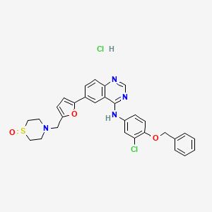 N-(3-chloro-4-phenylmethoxyphenyl)-6-[5-[(1-oxo-1,4-thiazinan-4-yl)methyl]furan-2-yl]quinazolin-4-amine;hydrochloride