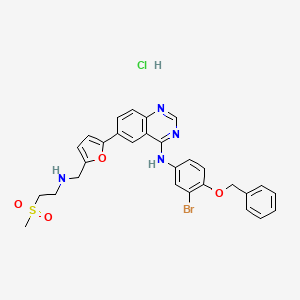 N-(3-bromo-4-phenylmethoxyphenyl)-6-[5-[(2-methylsulfonylethylamino)methyl]furan-2-yl]quinazolin-4-amine;hydrochloride