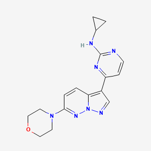 molecular formula C17H19N7O B10755183 N-cyclopropyl-4-(6-morpholinopyrazolo[1,5-b]pyridazin-3-yl)pyrimidin-2-amine 