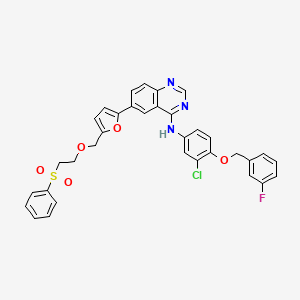 molecular formula C34H27ClFN3O5S B10755184 N-(4-(3-fluorobenzyloxy)-3-chlorophenyl)-6-(5-((2-(phenylsulfonyl)ethoxy)methyl)furan-2-yl)quinazolin-4-amine 