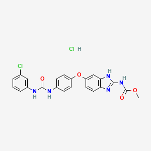 molecular formula C22H19Cl2N5O4 B10755193 methyl N-[6-[4-[(3-chlorophenyl)carbamoylamino]phenoxy]-1H-benzimidazol-2-yl]carbamate;hydrochloride 