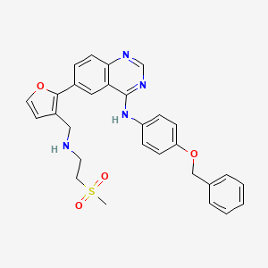 6-[3-[(2-methylsulfonylethylamino)methyl]furan-2-yl]-N-(4-phenylmethoxyphenyl)quinazolin-4-amine