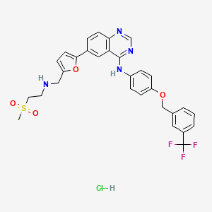 6-[5-[(2-methylsulfonylethylamino)methyl]furan-2-yl]-N-[4-[[3-(trifluoromethyl)phenyl]methoxy]phenyl]quinazolin-4-amine;hydrochloride