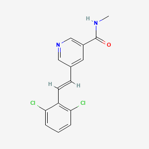 molecular formula C15H12Cl2N2O B10755266 5-[(E)-2-(2,6-dichlorophenyl)ethenyl]-N-methylpyridine-3-carboxamide 