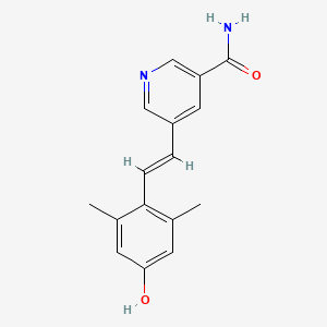 molecular formula C16H16N2O2 B10755285 (E)-5-(4-Hydroxy-2,6-dimethylstyryl)nicotinamide 